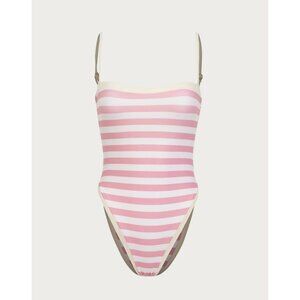 Striped Pink & White One-Piece Swimsuit